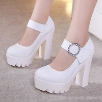 block heels shoes women pumps 2021 spring autumn high heels mary jane shoes white red wedding shoes ladies big size 41 42 43