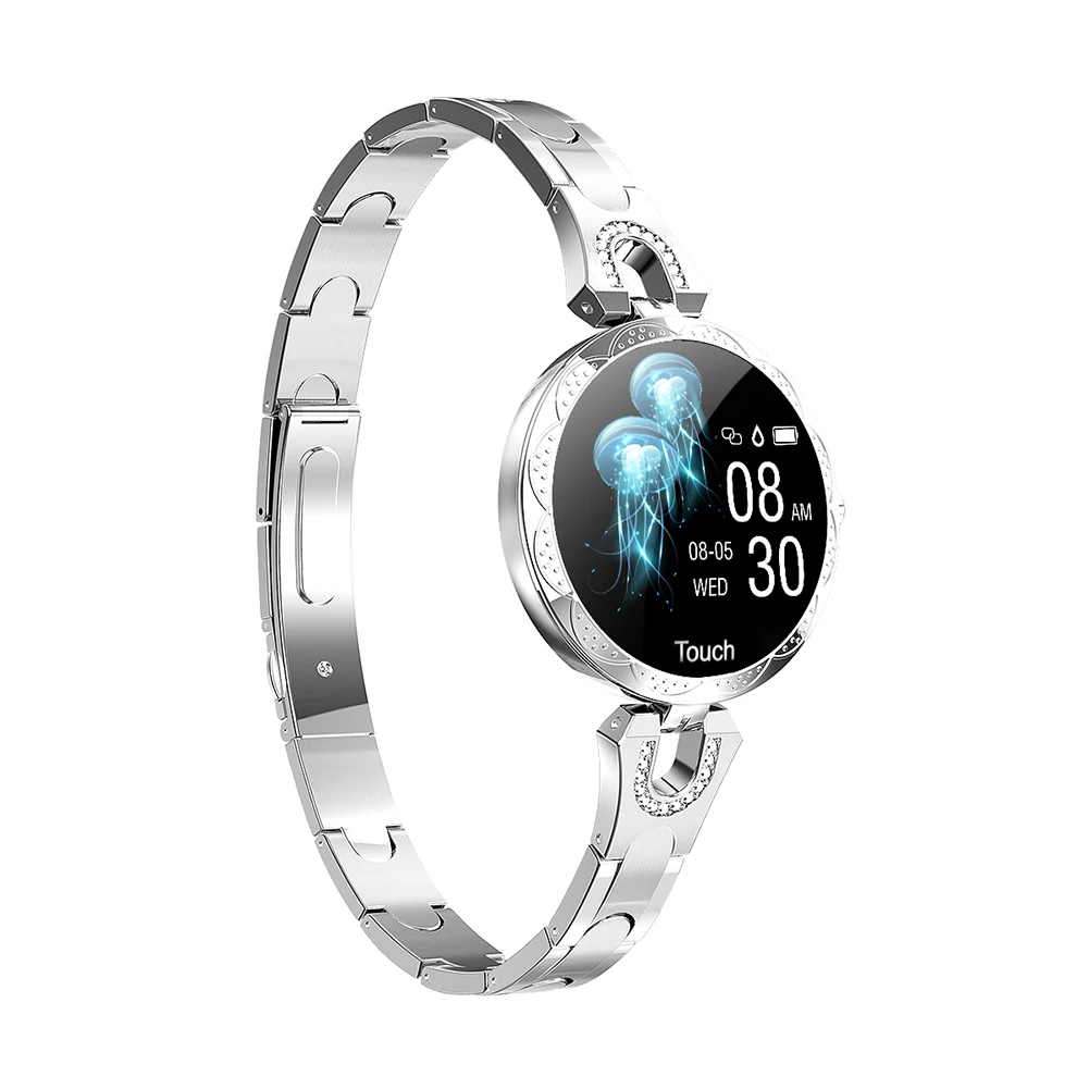 

AK15 Women LCD Display Heart Rate Monitor Menstrual Remind Luxury Blood Pressure Round Dial Fashion Smart Watch Fitness Tracker