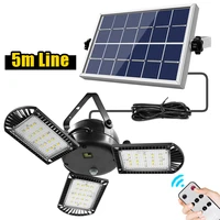 60 led solar light 3 lamp head adjustable lightness with remote control 246h timer outdoor waterproof solar garden lamps