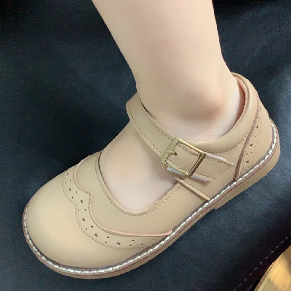 Детские мягкие лоферы в стиле ретро туфли на плоской подошве для девочек