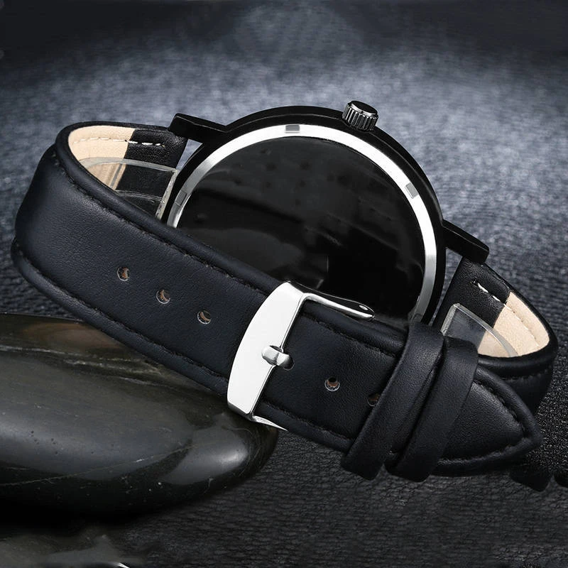 Ультра тонкие деловые кварцевые мужские часы повседневные черные модные 2020 с