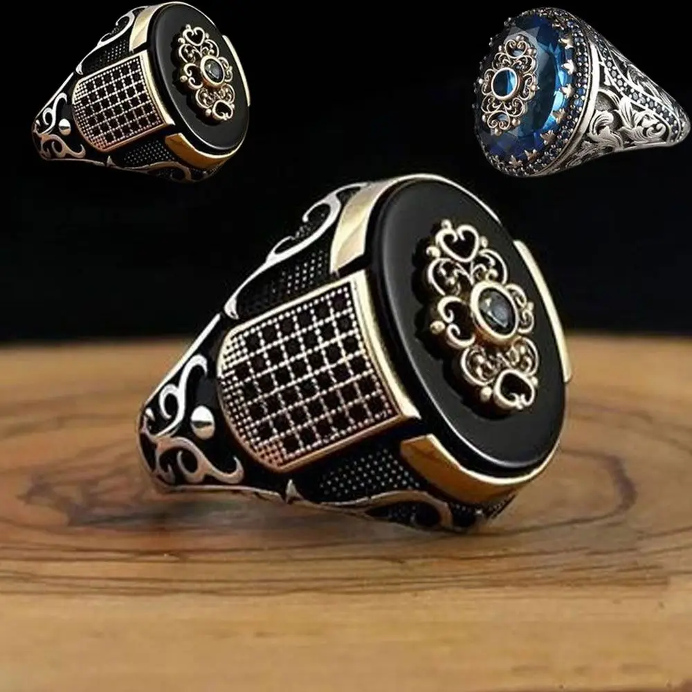 

Man Multi-size Jewelry Black And Silver Retro alloy Two Kinds Closed Ring