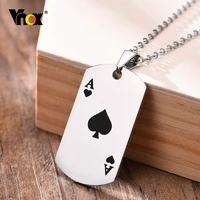 vnox men poker lucky ace of spades necklace rock punk stainless steel fortune playing cards pendant male statement jewelry