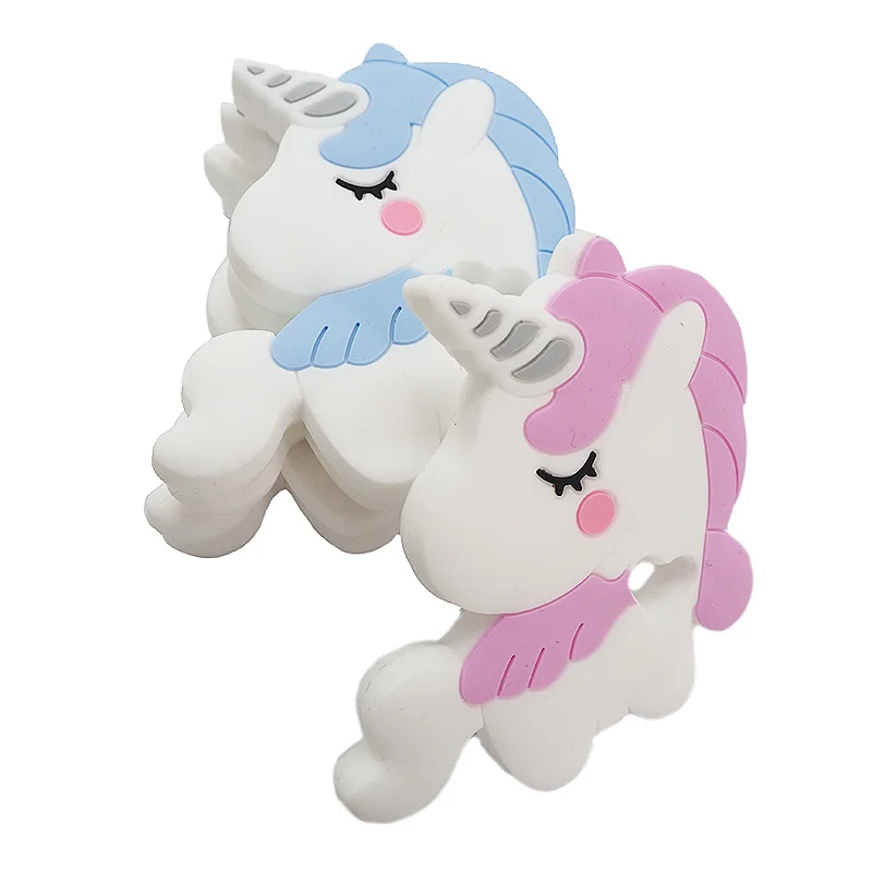 Chenkai-mordedor de silicona de unicornio para beb&eacute;, mordedor colorido para dentici&oacute;n de roedores, chupete de lactancia, colgante de grado alimenticio, juguete de joyer&iacute;a para ni&ntilde;os peque&ntilde;os, 5 uds.-2