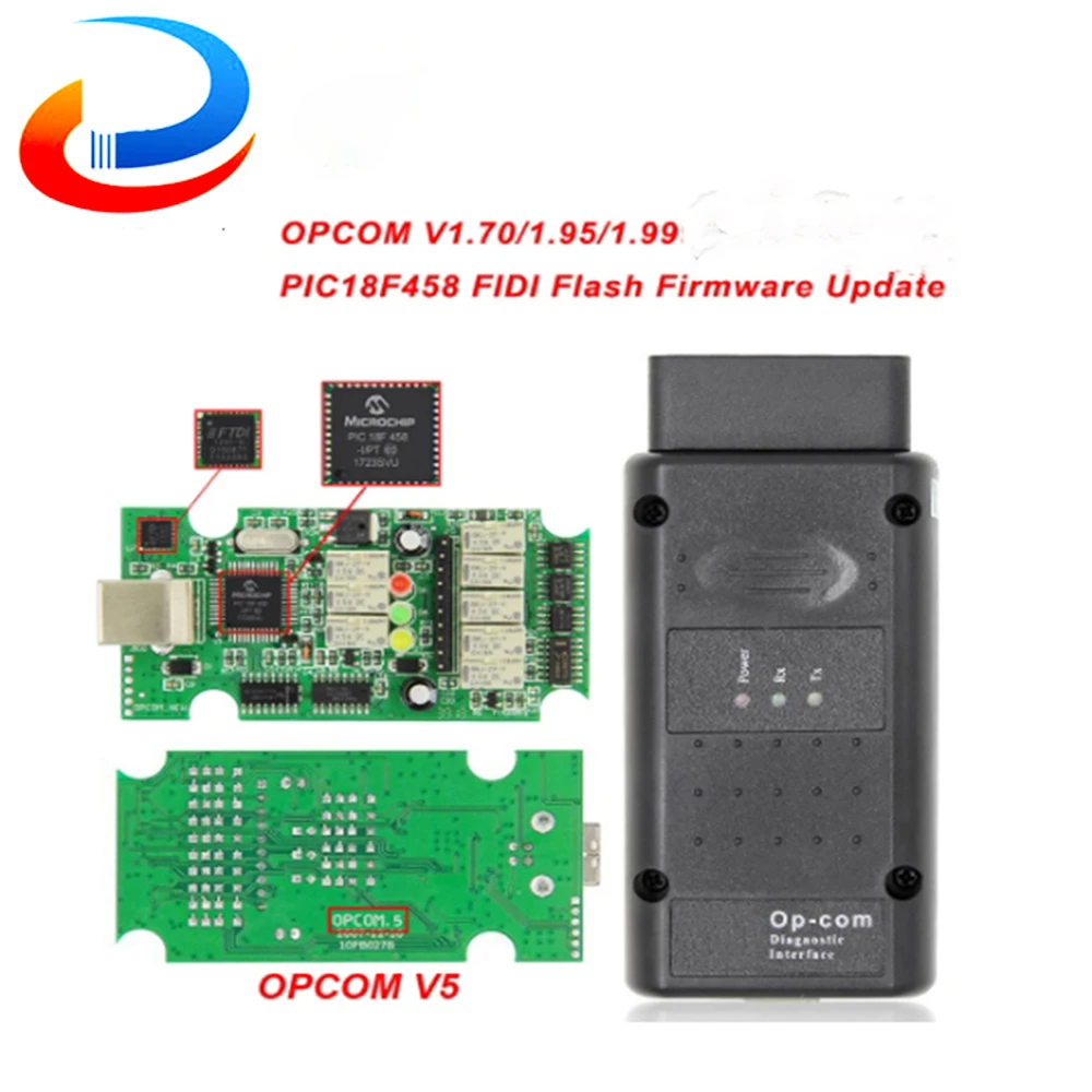 

OPCOM V5 For Opel OP COM 1.70 flash firmware update OP-COM 1.95 PIC18F458 FTDI CAN BUS OBD OBD2 Scanner Car Auto Diagnostic