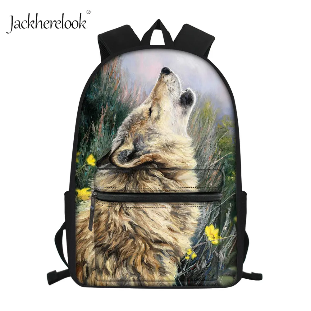 

Классный школьный комплект Jackherelook с 3D принтом волка, ортопедический школьный ранец для мальчиков-подростков, портфель с животными на заказ