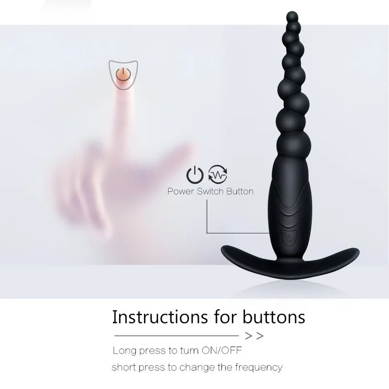 USB Rechargeable Anal Bead Plug Vibrator Adult Sex Toys for Men Woman Silicone Dildo Vibrador Butt Male Prostate Massager | Красота и