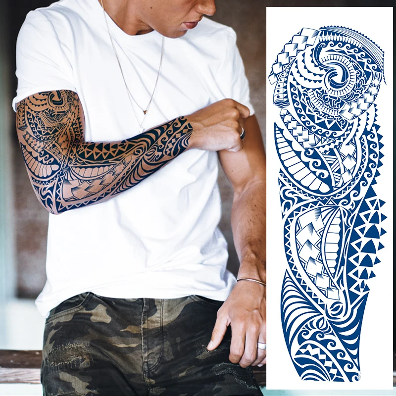 

Waterproof Temporary Tattoo Sticker Totem Large Arm Sleeve Juice Tattoos For Men Women Body Art Sticker Full 2 weeks last Tatoo