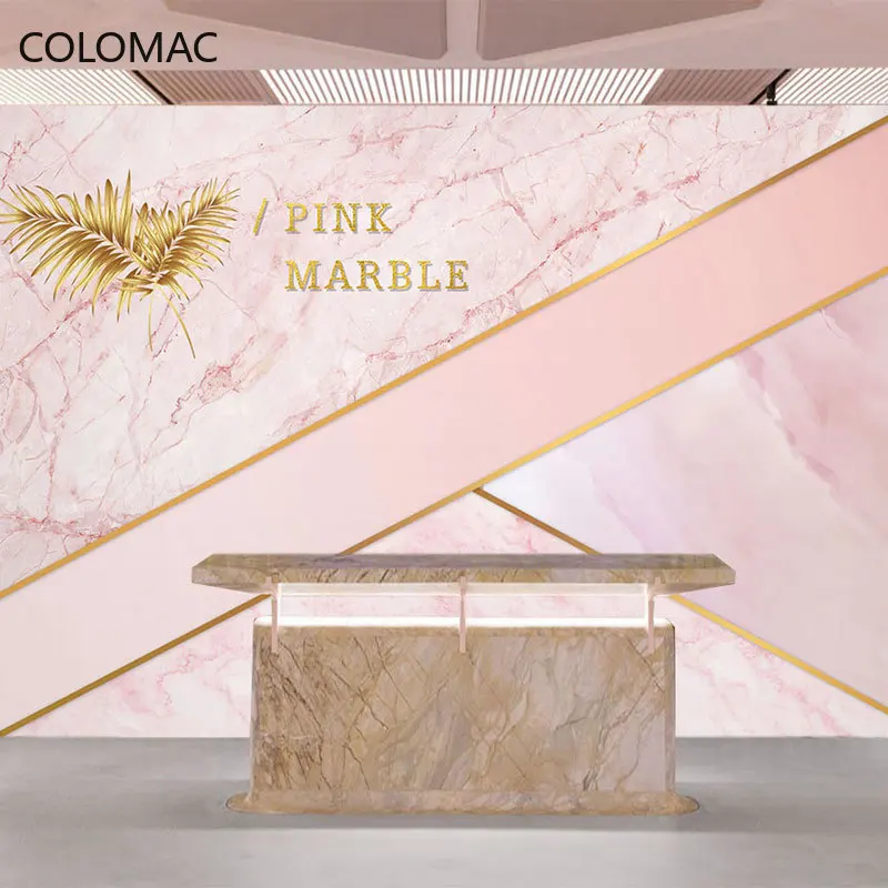 

Colomac Custom Nordic Minimalist Imitation Marble Wallpaper Company Reception Counter KOL 3d Background Mural Dropshipping