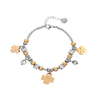 stainless steel clover charm womens bracelet bangles accessories beads chain bracelet for female trend jewelry 2020 wholesale