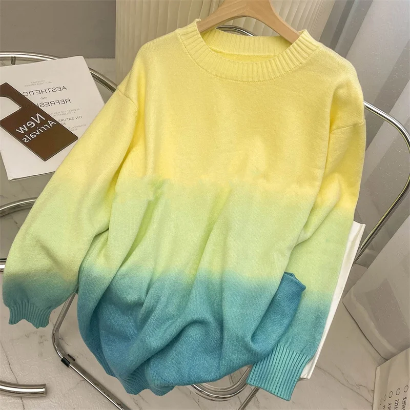 

Japanese Korean Harajuku Women Sweaters Preppy Style O Neck Oversize Pullover Vintage Ulzzang Long Sleeve Hit Color Sueter Mujer