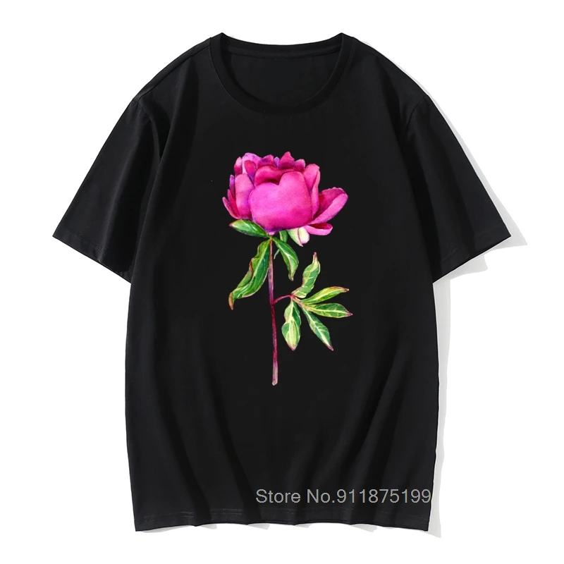 

Изящные акварельные розовые пионы, рубашка, Винтажный Мужской Топ из хлопчатобумажной ткани на день матери, сумасшедшие топы, футболка высо...
