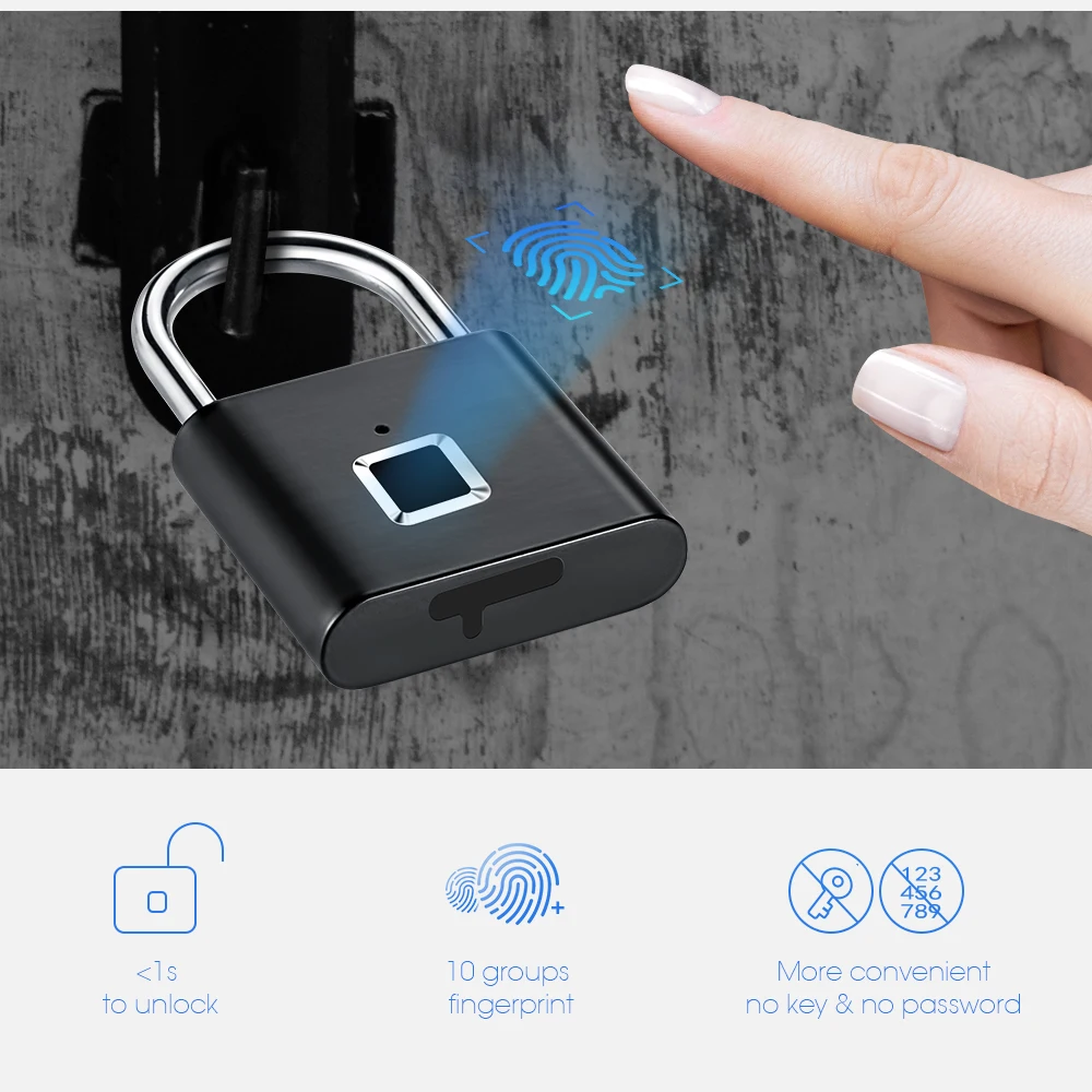 Золотой безопасности Keyless USB Перезаряжаемый дверной замок отпечатков пальцев умный замок Быстрый разблокировка цинковый сплав металлический саморазвивающийся чип