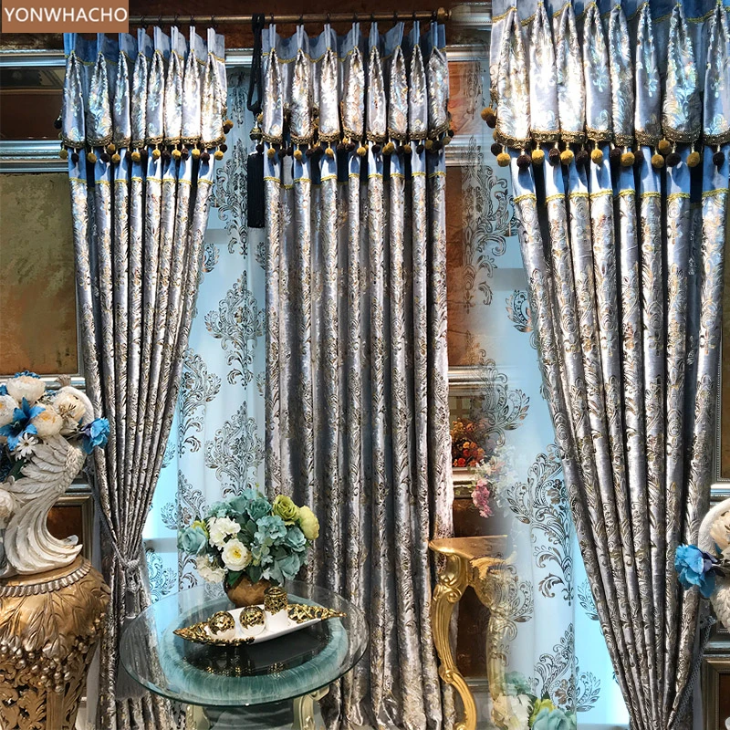 Пользовательские шторы серый бархат позолота дамасский Цветок Европейский