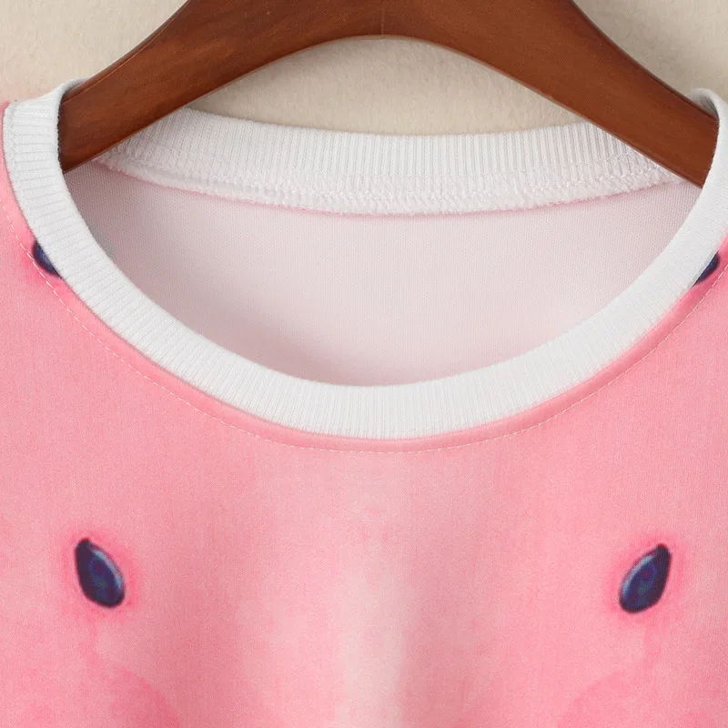 

Autumn New European Station Round Neck Set of Watermelon Printed Women Long-sleeved Fashion T Shirts Female Casual All Match Top