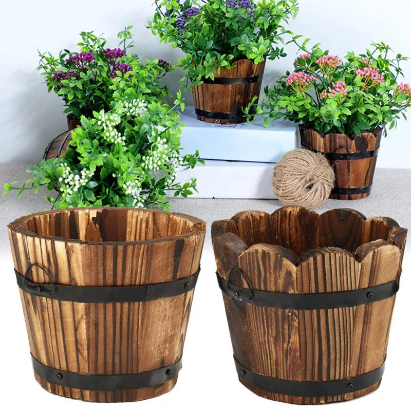 

Wooden small flower pots and wooden barrels are suitable for planting and cultivating children's hobbies Simple and practical