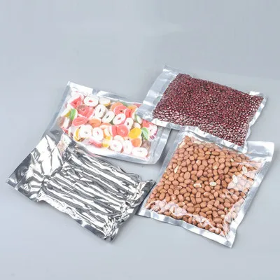 200pcs Silver Vacuum Bags For Food Textured Sealer Saver Bag Clear And Aluminium Sachet Fish Storage Bag Compresse Pouchet