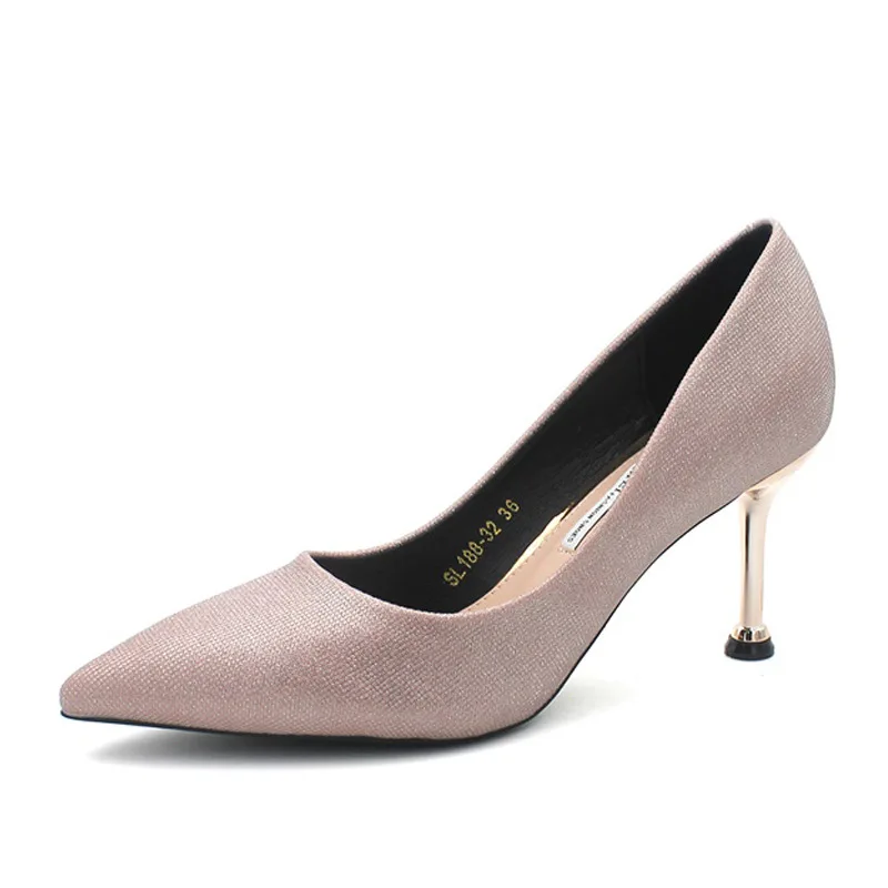 

Women's shoes high heeled shoes single shoes women's sequins gradient light mouth thin heel pointed professional fashion new