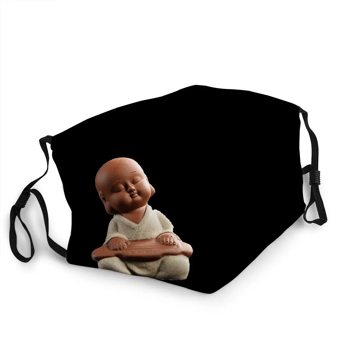 3D Buddha Figure Face Mask Washable Antibacterial Antiviral Fabic Black Masque For Men/women Buddha Figure Decoration Painting
