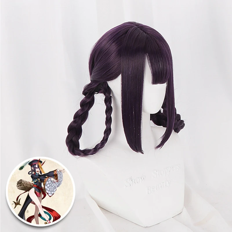 

Game Fate Grand Order FGO Cosplay Wigs Shutendoji Cosplay Wig Synthetic Wig Halloween Women Purple Long Wigs Hairs braided hairs