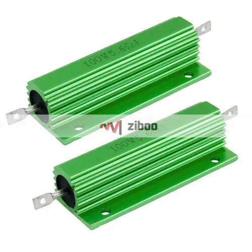 

2x 100W 5.6 Ohm Screw Tap Mounted Aluminum Housed Wirewound Resistors 59 x15mm