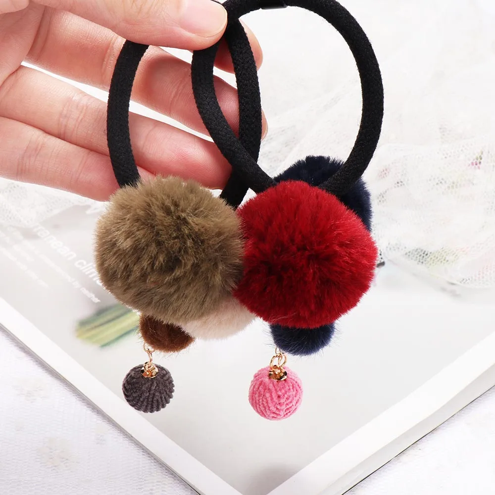 1 шт. Искусственный Мягкий мех мяч эластичная веревка для волос приморские