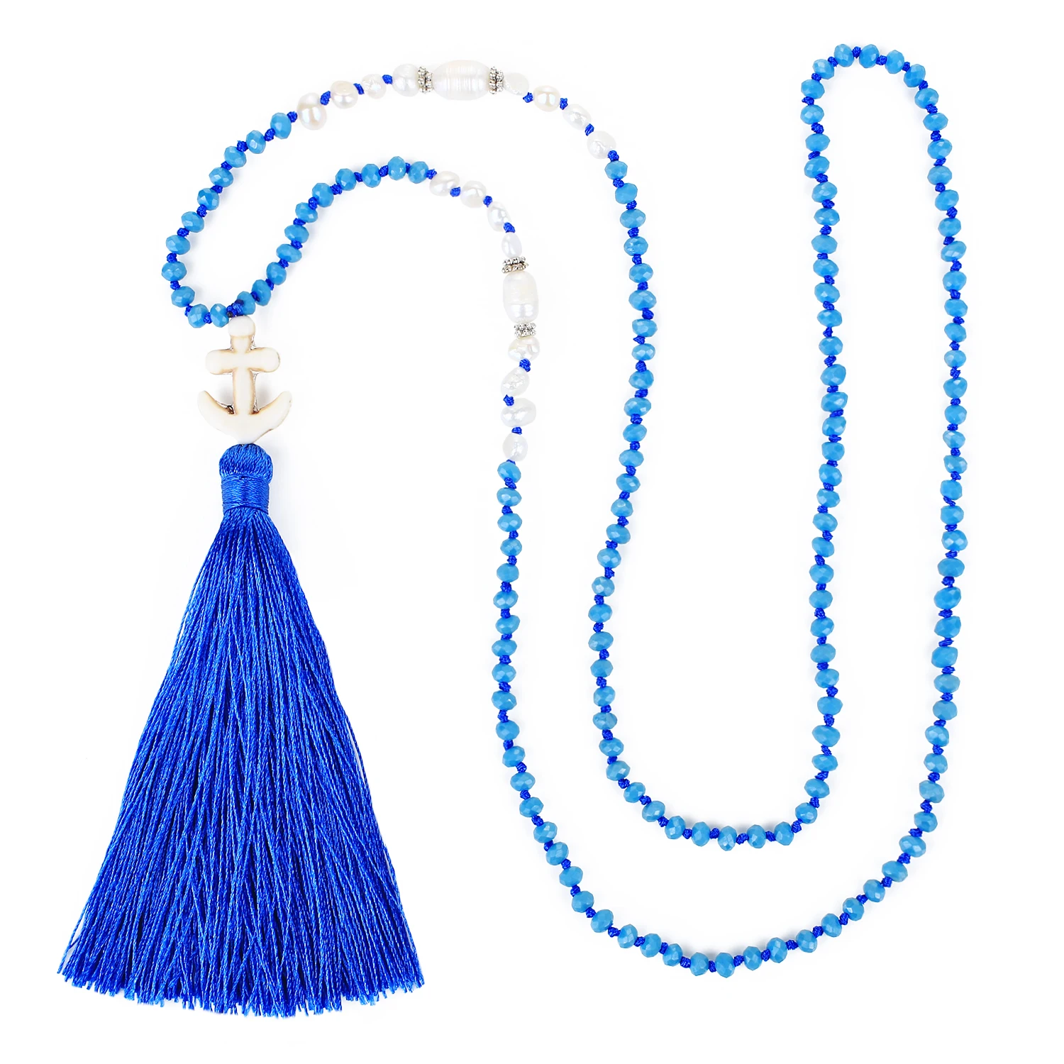 

KELITCH New 2022 Anchor Pendant Long Tassel Pearl Necklaces Beaded Friends Mall Goth Key Chain Aesthetic Tous Jewelry