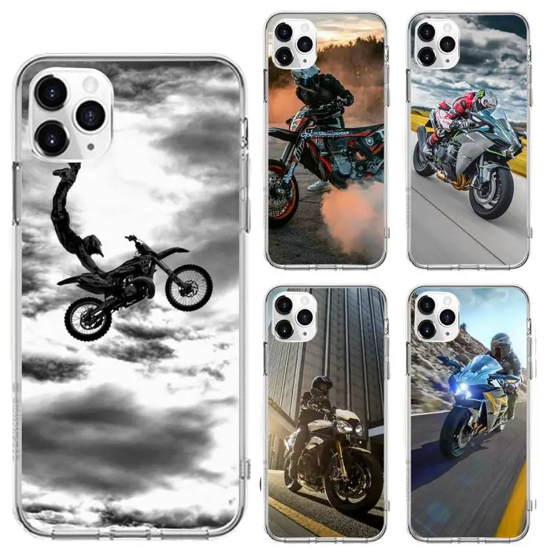 

Moto Cross motorcycle sports Phone Case For Clear-Iphone 5 5s se 6 6s 7 8 11 12 X Xs Xr Pro Plus Max Mini Cover