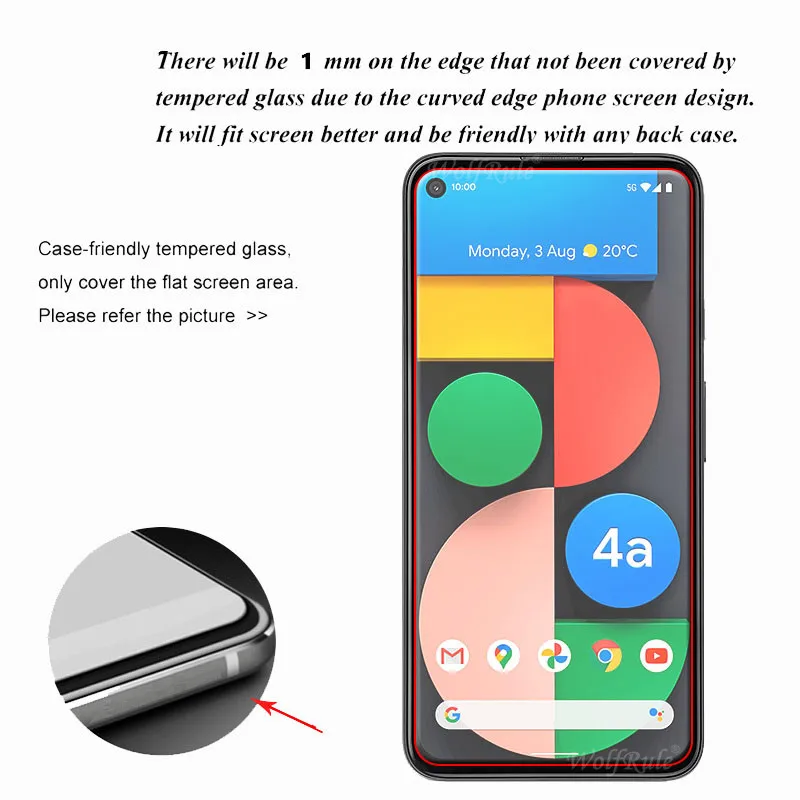 Protector de pantalla para Pixel 4A 5, pel&iacute;cula protectora de vidrio templado para Pixel 5, 4A, 5G, pegamento completo-2