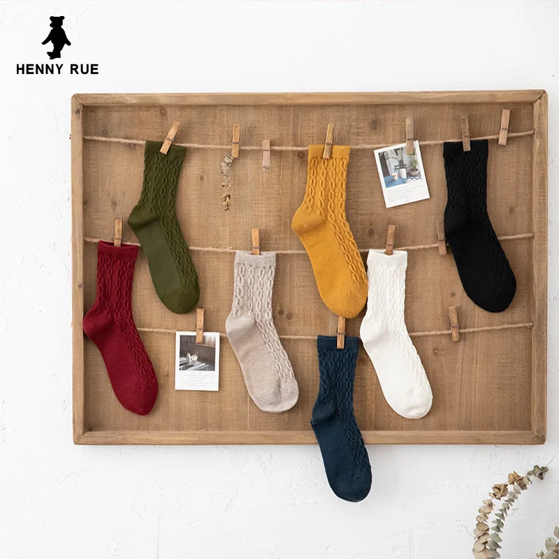 Новинка 2019 высококачественные Разноцветные толстые шерстяные груды носков 34 см