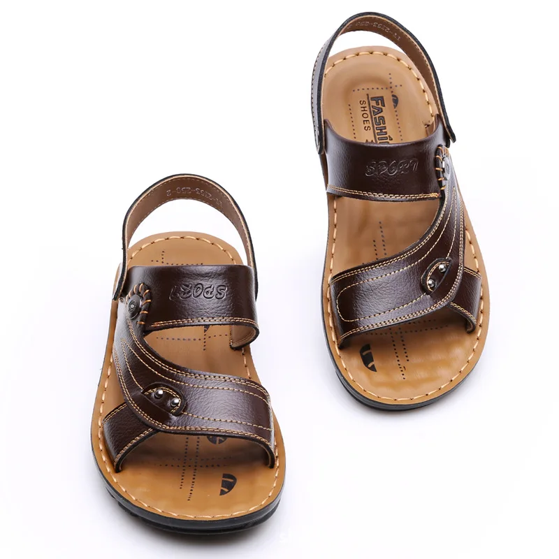 Мужские летние сандалии из искусственной кожи мягкие удобные пляжные