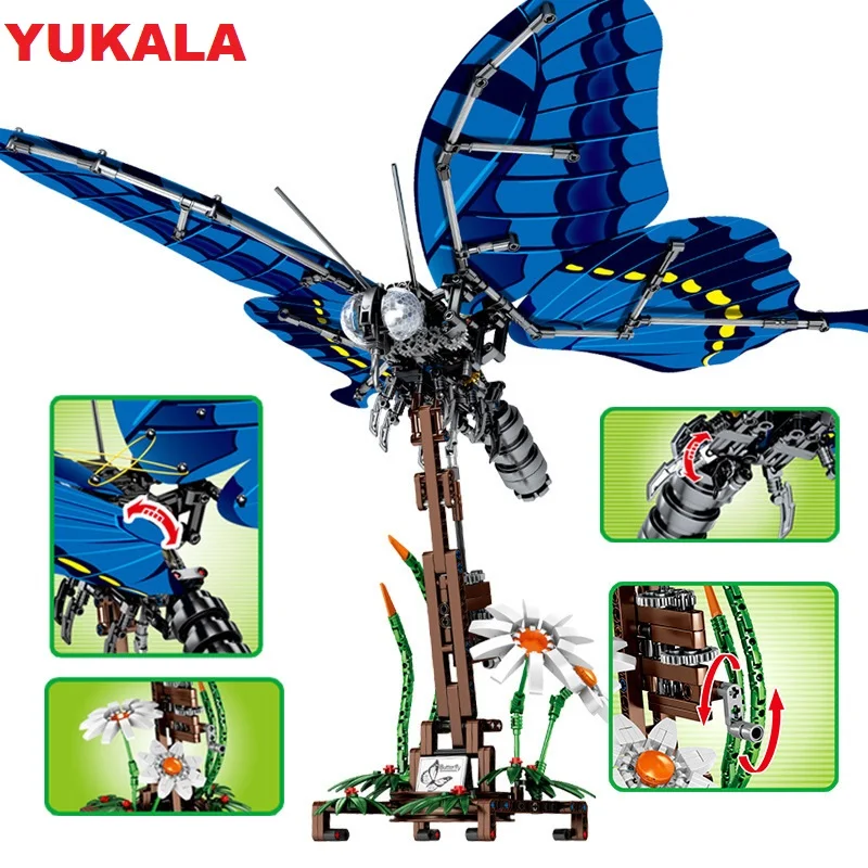 YUKALA строительные блоки с имитацией насекомых пчелы бабочки совместимые