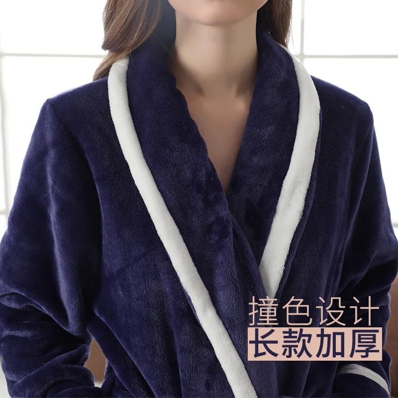 

Dressing Dropshopping Warm Gown Men Women Plus Size Loose Flannel Bathrobe Lapel Kimono Nightgown Long Robes Home Wear