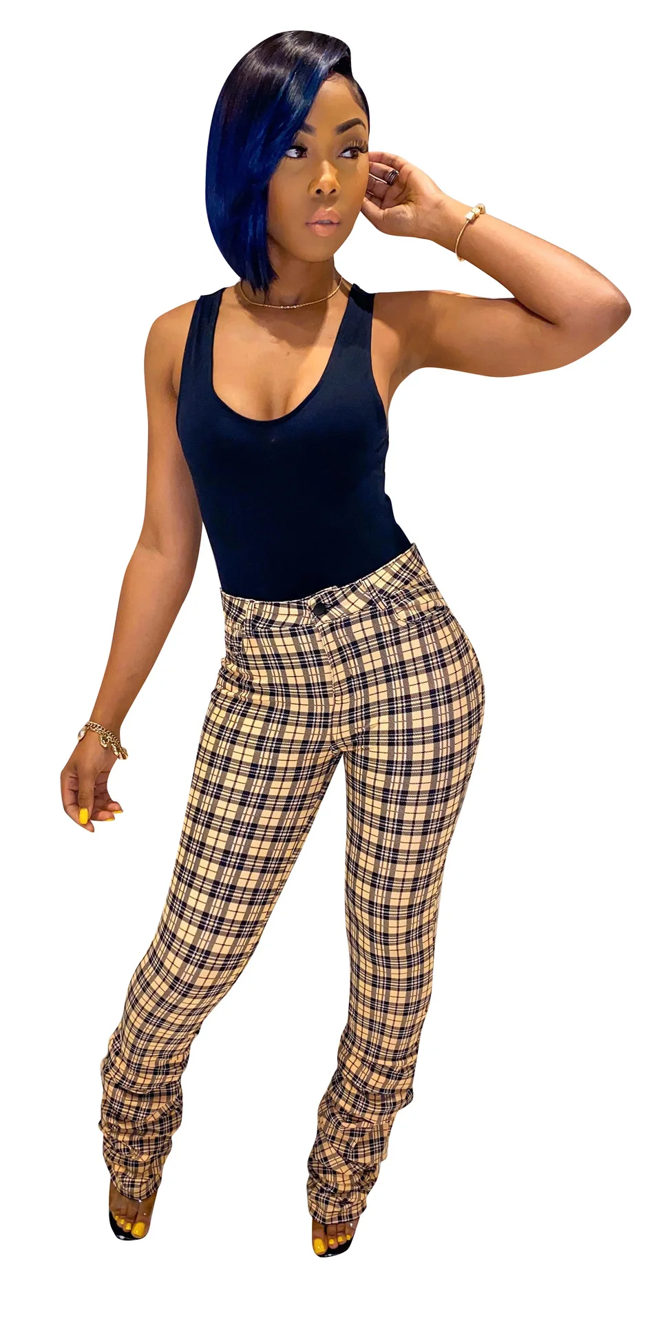 

ChocoMist Pants Trendy Plaid Pants CM731