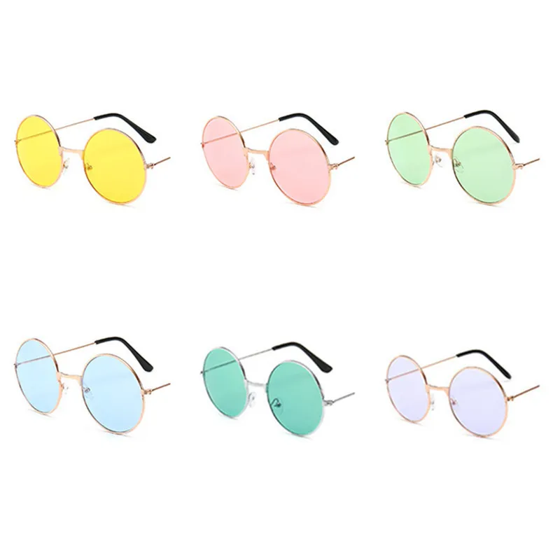 

1PCS Retro Vintage Sunglasses Round Metal Sunglasses Men Women Fashion Glasses Driver Goggles Brand Designer