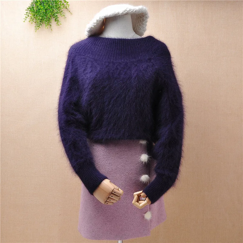 Женский вязаный кроп-топ из норки и кашемира короткий пуловер с