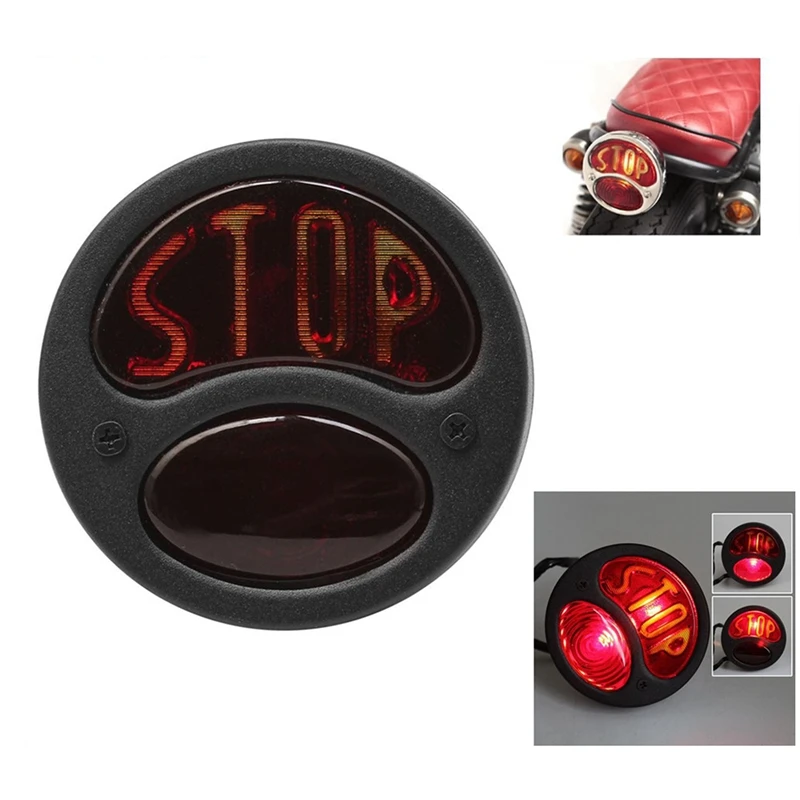 

NewUniversal Stop 12V Motorcycle Cafe Racer Retro Red Rear Tail Light Brake Taillight Stop Light Lamp for Honda