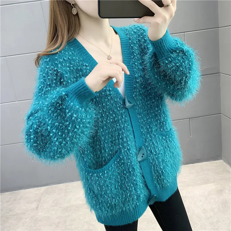 

Женский короткий шерстяной вязаный кардиган, свободное шерстяное пальто в Корейском стиле, свитер от ветра, m640, новинка для весны и осени 2022