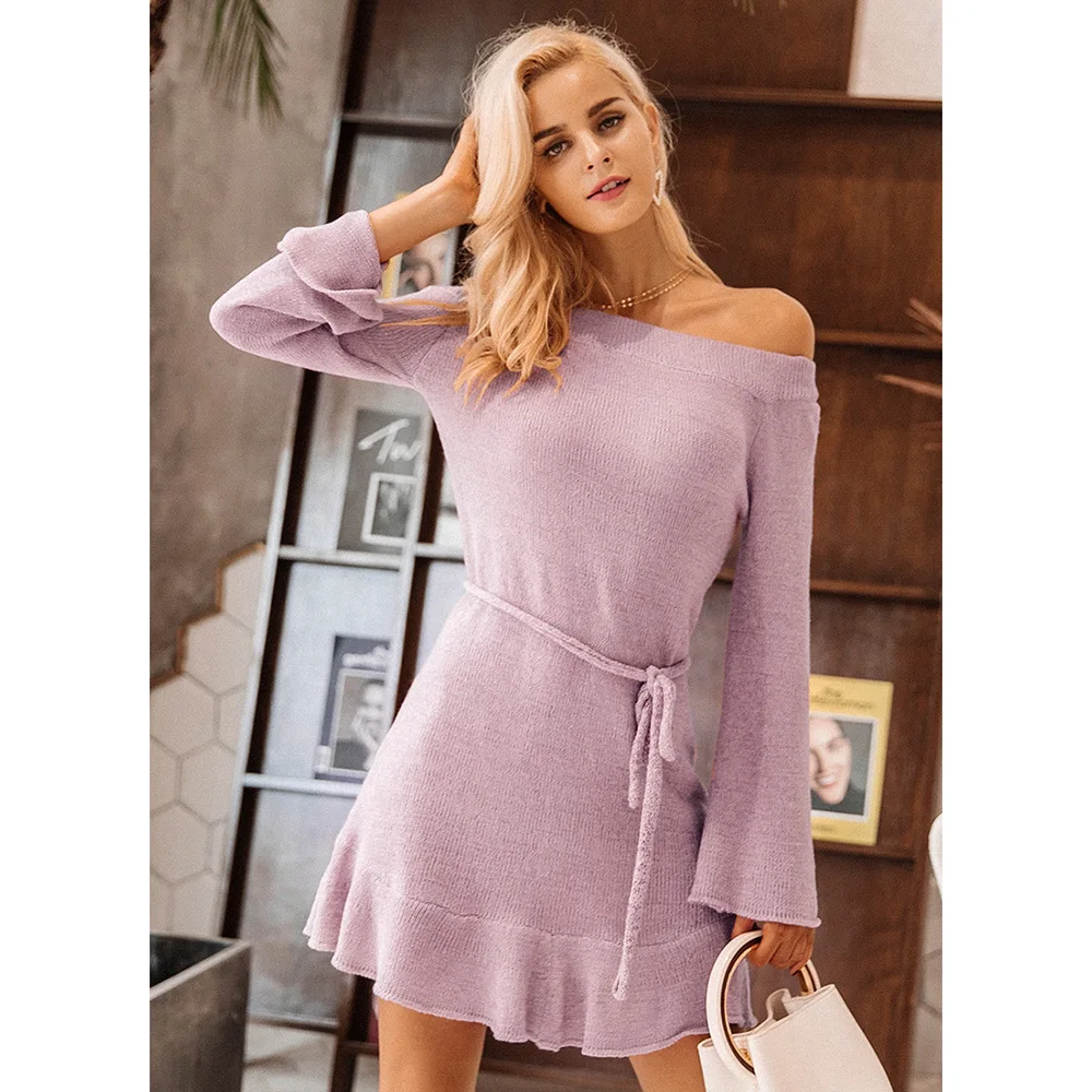 Осенне зимнее женское платье с воротником одно слово длиной до плеч кружевной