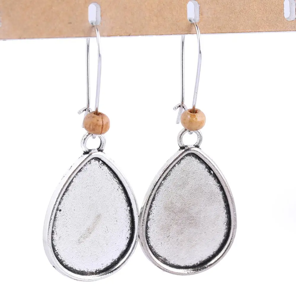 10 шт. античные серебряные подвески для сережек в форме слезы основа 18x25 мм оправа