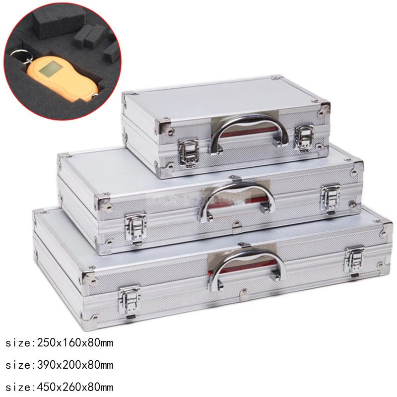 

Portable Aluminum Tool Box Safety Instrument case equipment Toolbox Storage box Suitcase Impact Resistant With Sponge