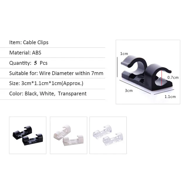 5/20PCS Cable Organizer Clips Cable Management Desktop & Workstation Wire Manager Cord Holder USB Charging Data Line Winder 5
