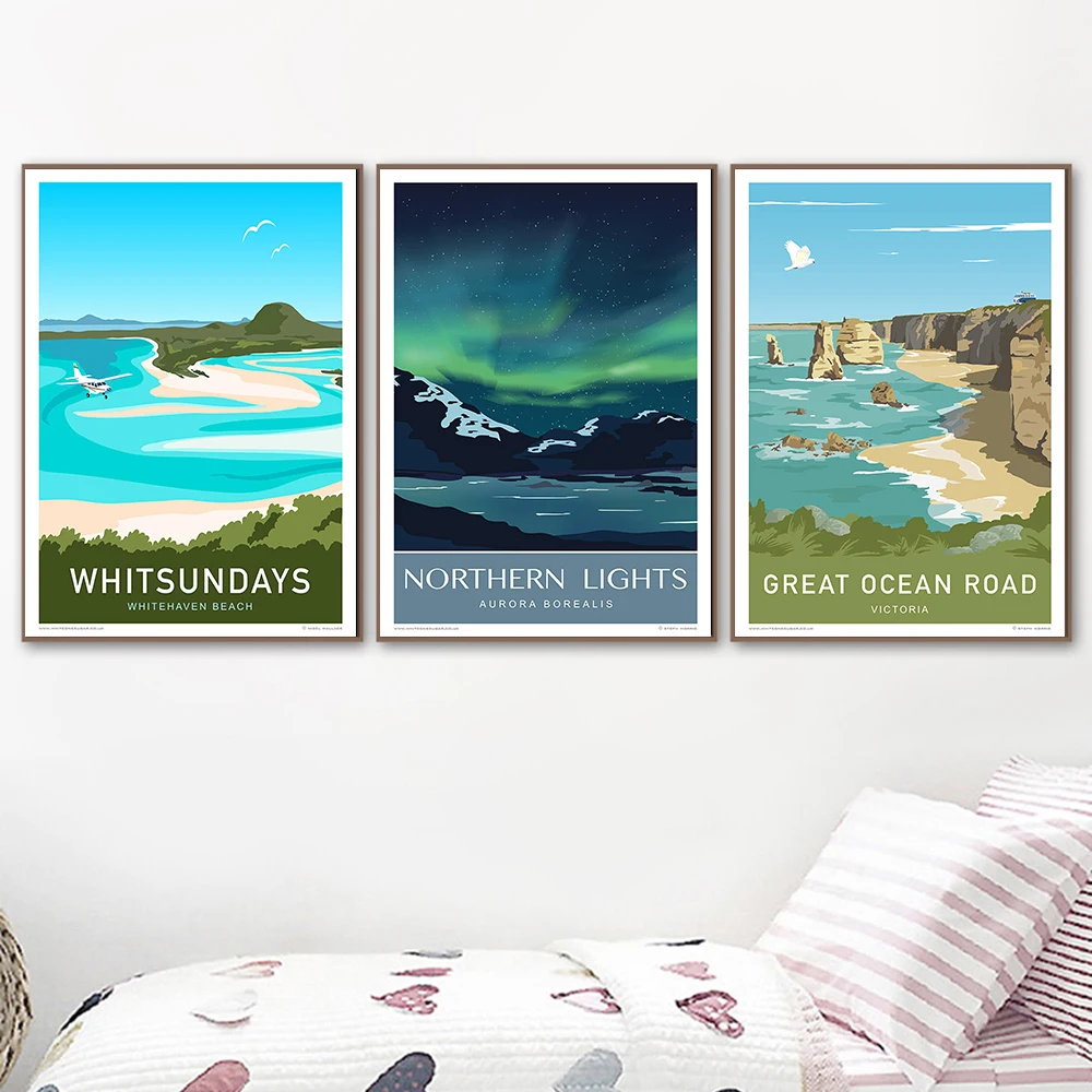 

Great Ocean Road Victoria Australia.Canvas Poster Travel Print Pictures Northern Lights Wall Art Print Painting Landscape Decor