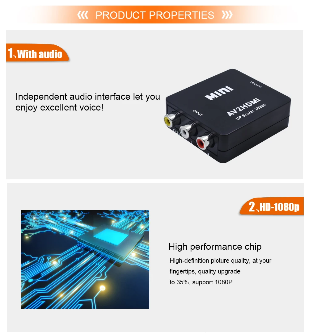 Преобразователь TISHRIC Mini AV в HDMI преобразователь AV2HDMI RCA CVBS к HD 1080P для HDTV PS3 PS4 ПК Xbox