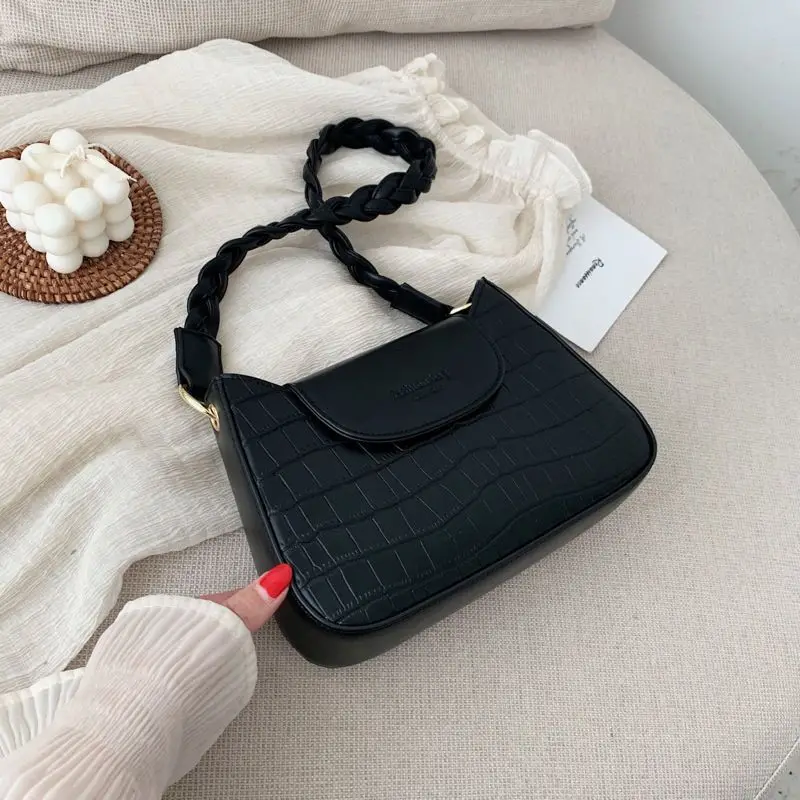 

Crocodile pattern Armpit bag 2021 Fashion New Quality PU Leather Women's Designer Handbag Weave Shoulder strap Shoulder Bags
