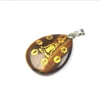 fyjs unique silver plated water drop tiger eye stone pendant yoga healing reiki chakra amethysts crystal jewelry