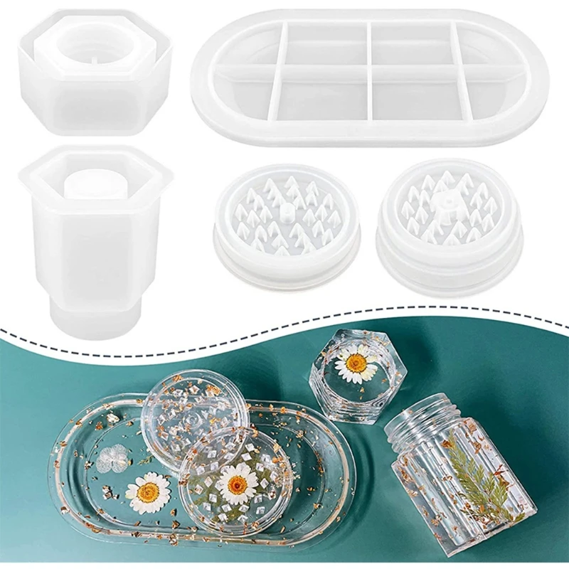 

Bottle Dish Resin Jewelry Molds for Resin Storage Box Bottle Silicone Molds for DIY Jewelry Container Resin Decoration