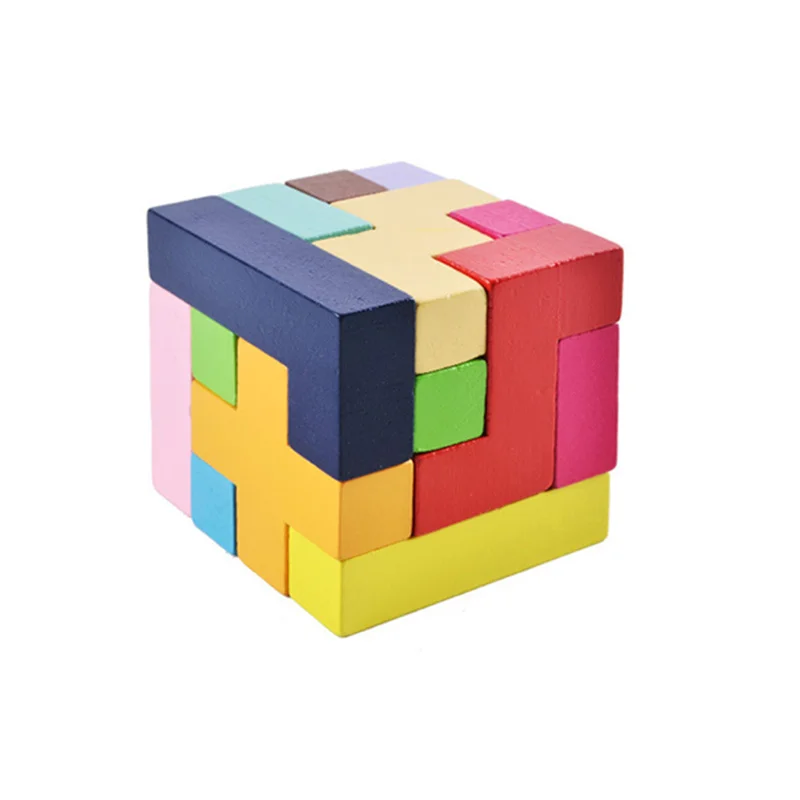 

Kids 3D Wooden Magic Square Puzzle Preschool Children Montessori Intelligent Educational Toys Brain Teaser Game Colorful Jigsaw