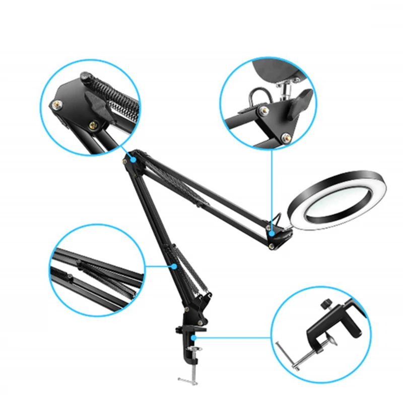 Светодиодный светильник на прищепке для настольного светильника 5X Объектив