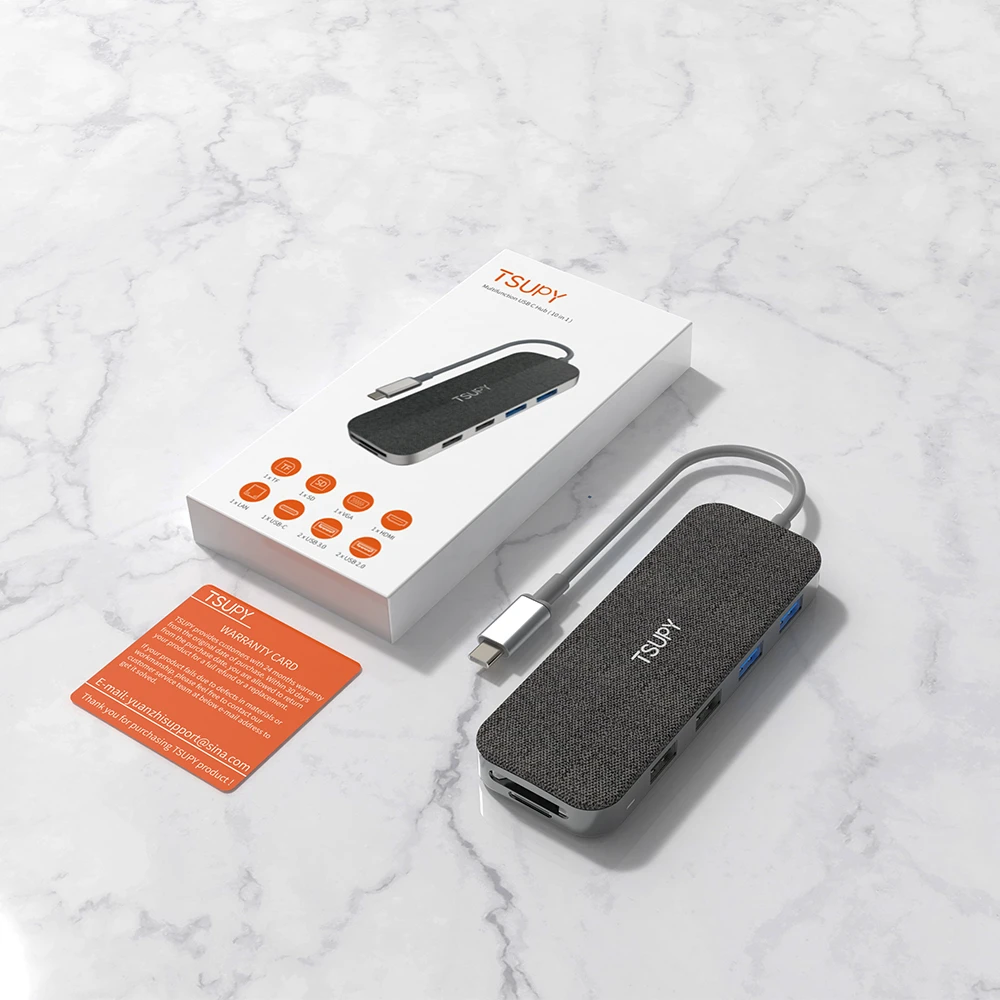 TSUPY 10 в 1 USB C концентратор HDMI VGA Ethernet доставка питания 3 0 2 SD/TF кардридер для Macbook Pro